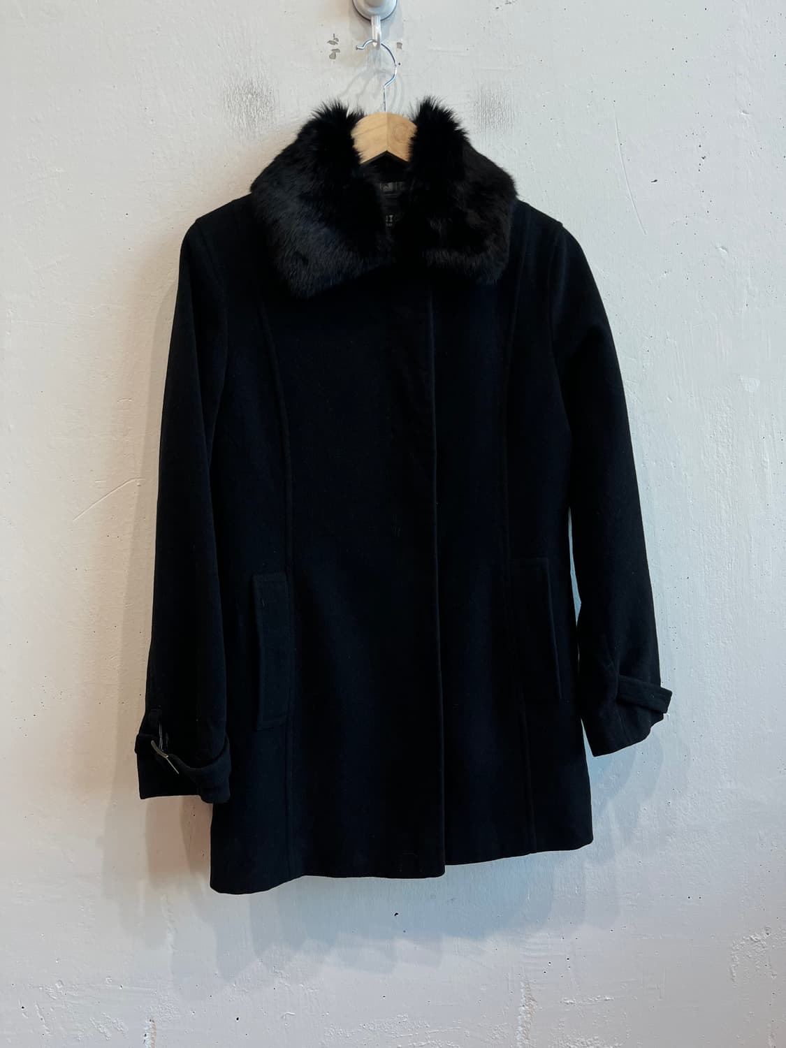 소니아리키엘 울 앙고라 퍼 코트 블랙 상품이미지1