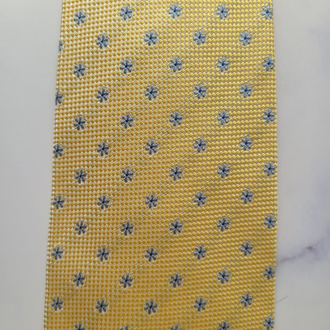 아쿠아스큐텀 실크 옐로우 마이크로 패턴 넥타이 9.2cm A등급 E706 상품이미지6