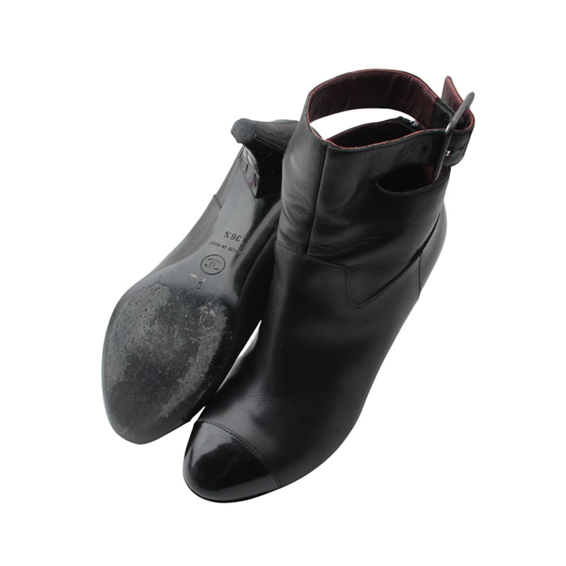 샤넬 블랙 캡토 컷팅 앵클부츠 36반 상품이미지3