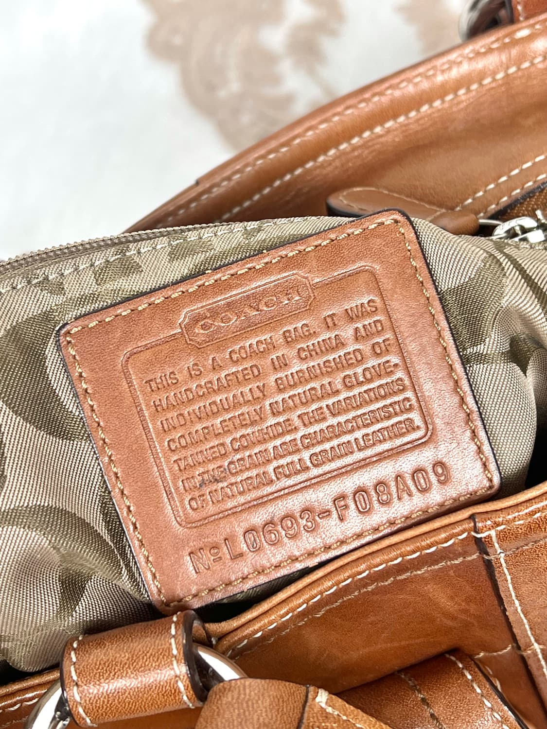 Old coach 헤리티지 브라운 레더 더블 포켓 토트백 숄더백 상품이미지9
