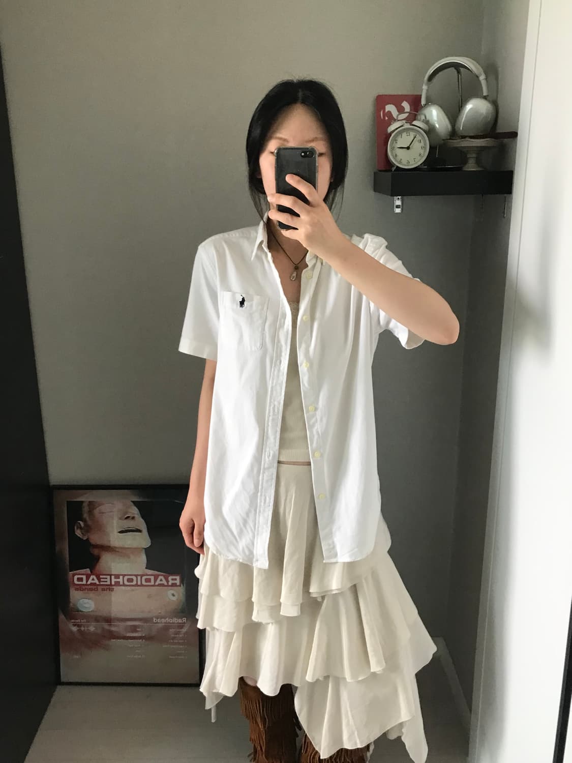 폴로 랄프로렌 포니 로고 포켓 화이트 반팔 셔츠 상품이미지2