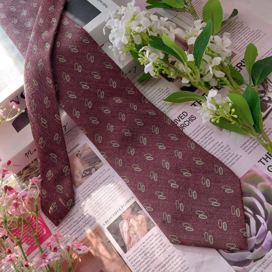 제냐 울&코튼&실크 브라운 패턴 넥타이 9.8cm A+등급 K1885
 상품이미지4