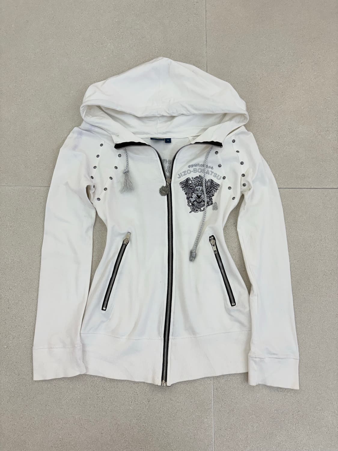 화이트 y2k 스터드 후드집업 상품이미지1