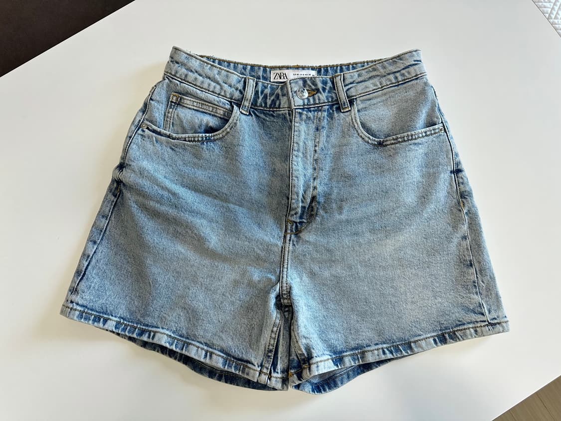 [ZARA] 맘핏 하이라이즈 쇼츠 미디움 블루 38 상품이미지3
