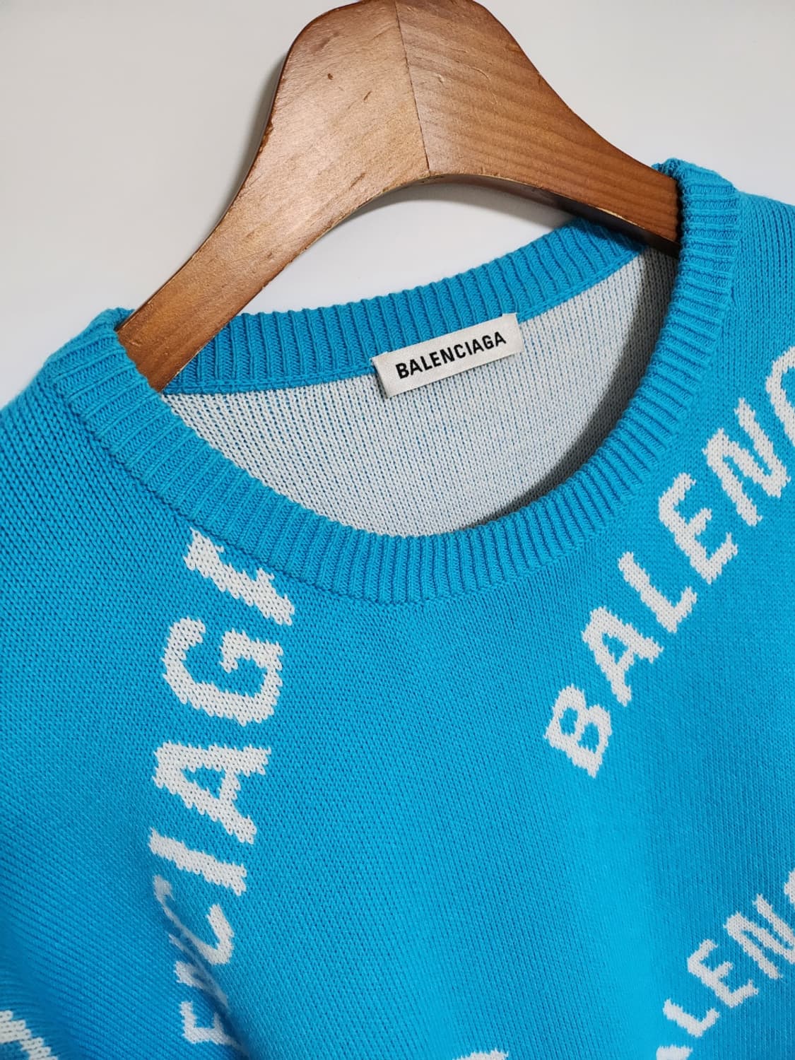 [L] 발렌시아가 블루 멀티로고 울 오버핏 니트 625329 T3178 상품이미지2
