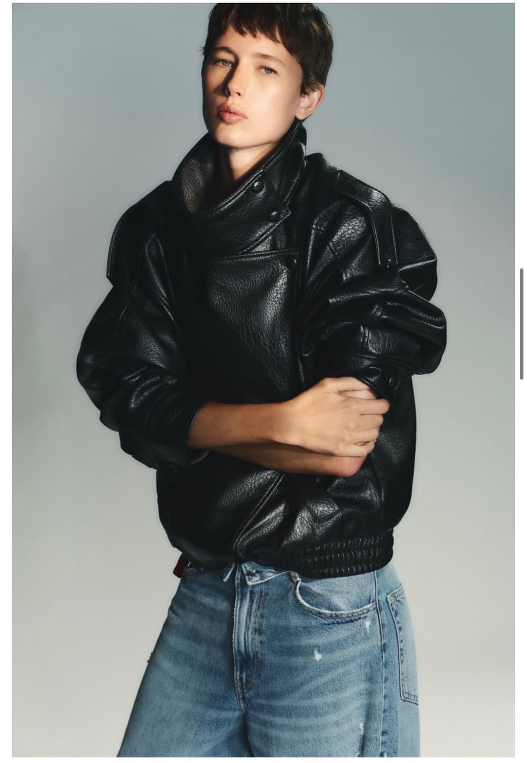 ZARA 자라 하이넥 레더 점퍼 4391/872/800   오도어 상품이미지1