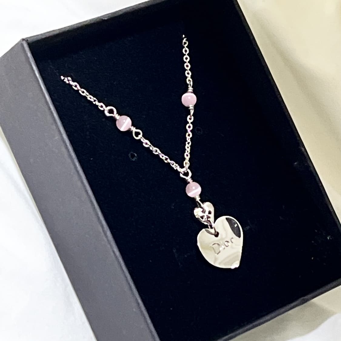 빈티지 ) dior 디올 비즈 하트참 목걸이 상품이미지8