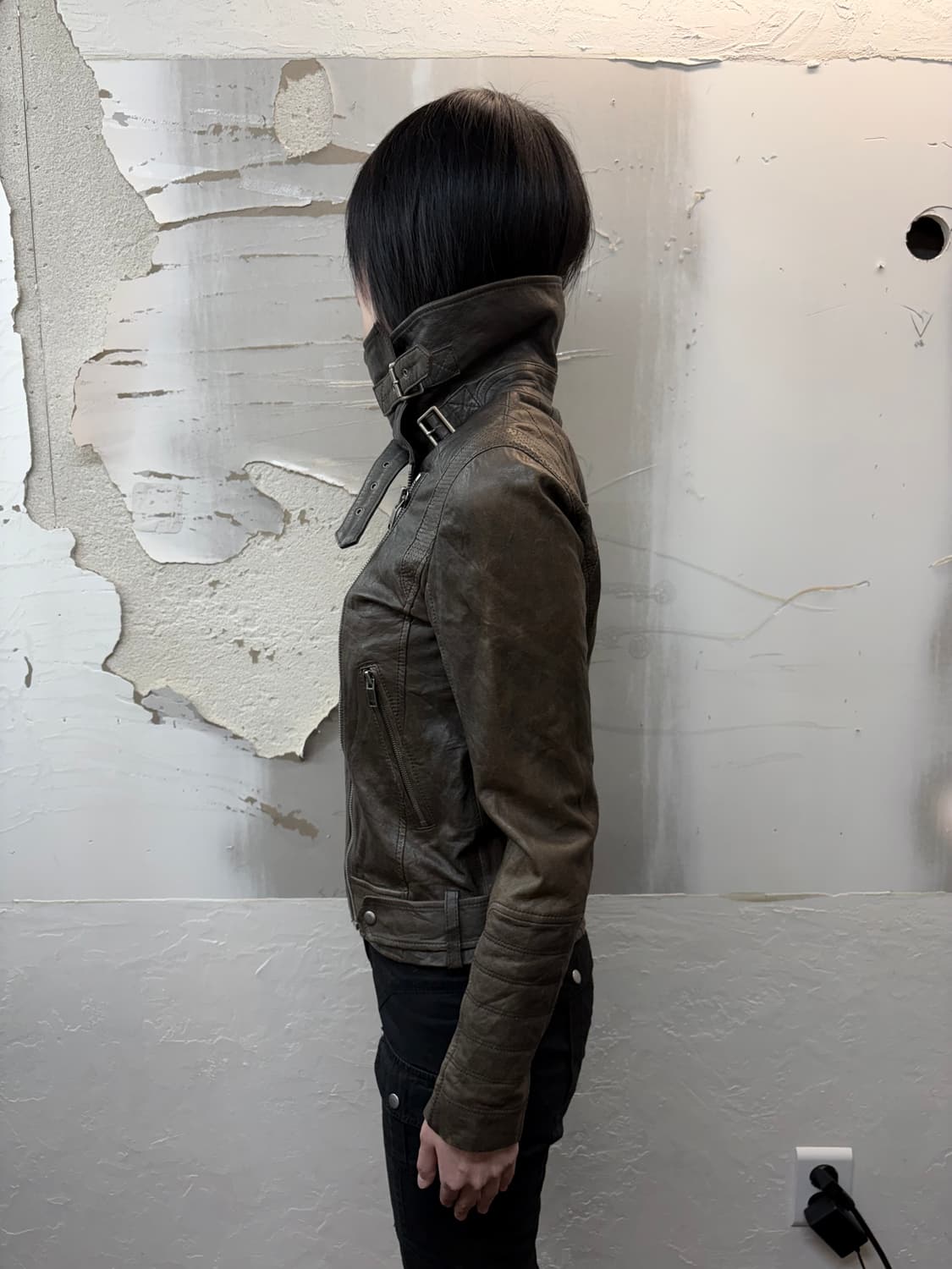 brown belt high neck sheepskin jacket 상품이미지6