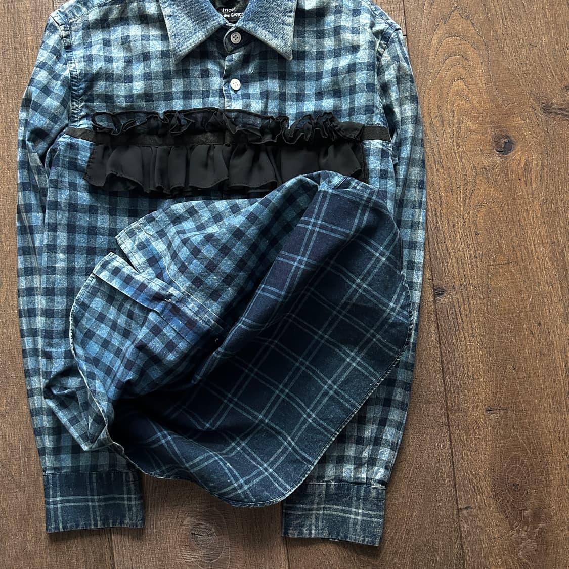 Washed Check Frill Detail Blouse 상품이미지6