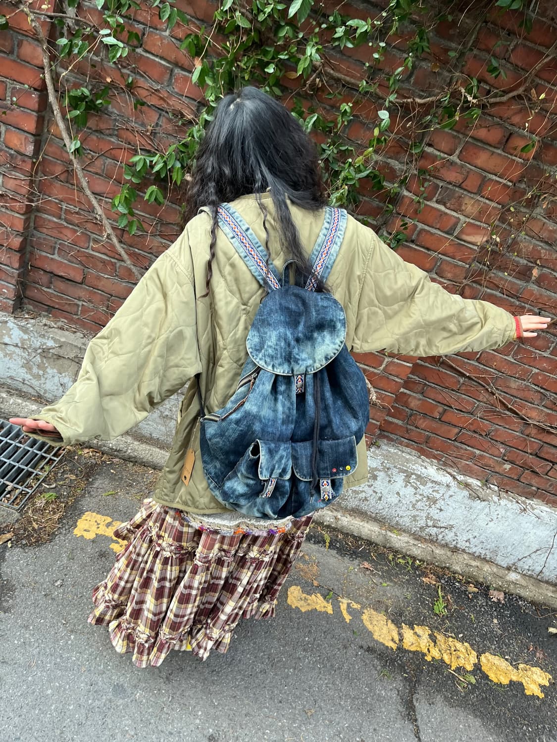 히피자수 데님 백팩 상품이미지4