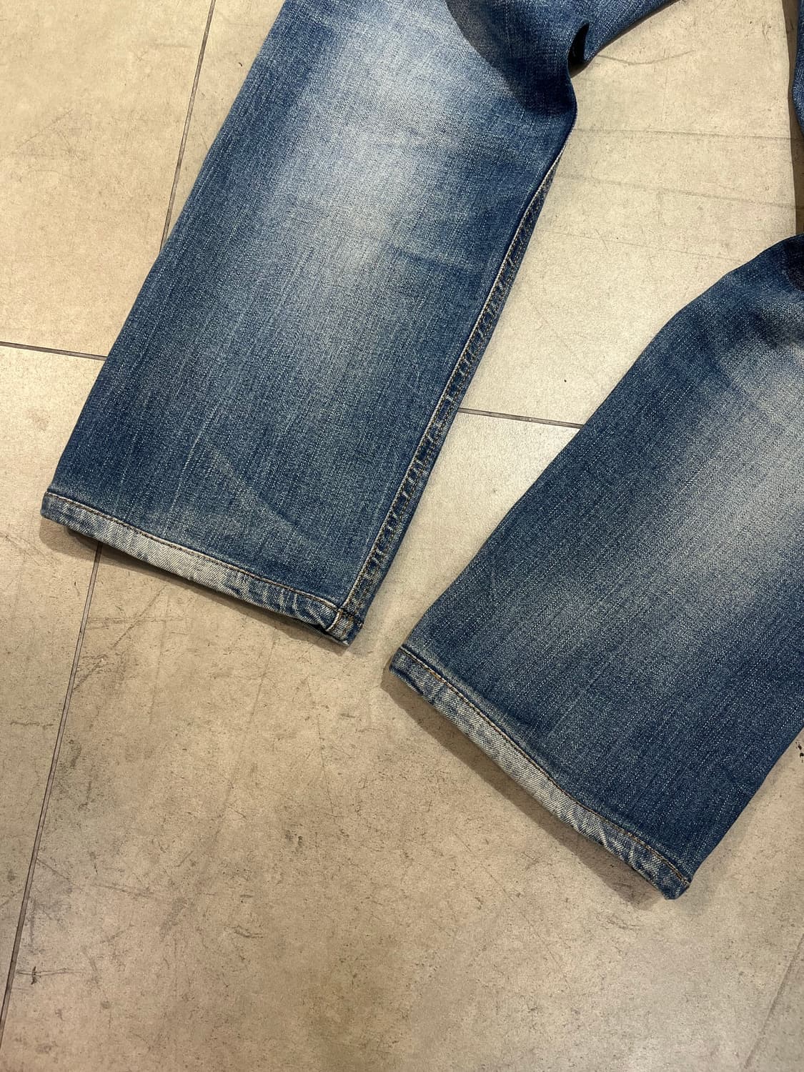 Evisu jeans 무지개 스티치 빈티지 워싱 와이드 데님 팬츠 상품이미지8