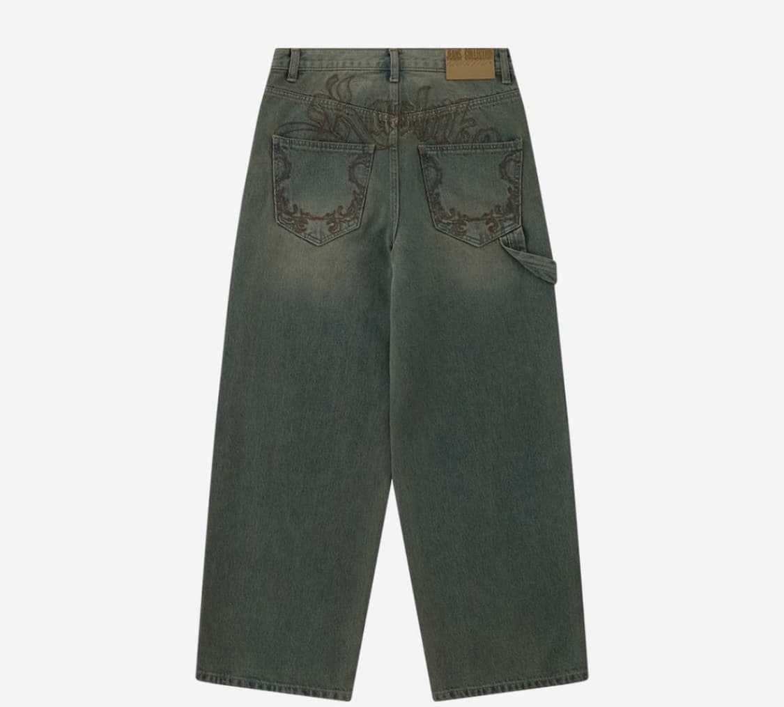 카시코 엠브로이드 워싱 데님 팬츠 블루M 상품이미지2