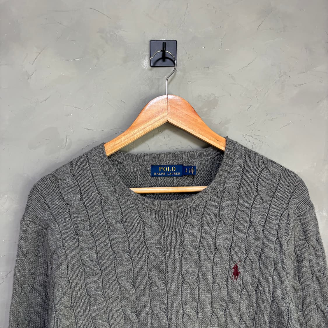 폴로 랄프로렌 꽈배기 니트 그레이 버건디 상품이미지2