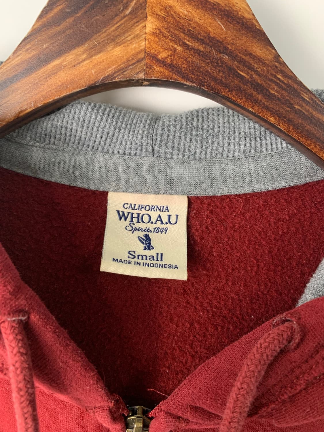 후아유 y2k 와투케 버건디 후드집업 상품이미지6