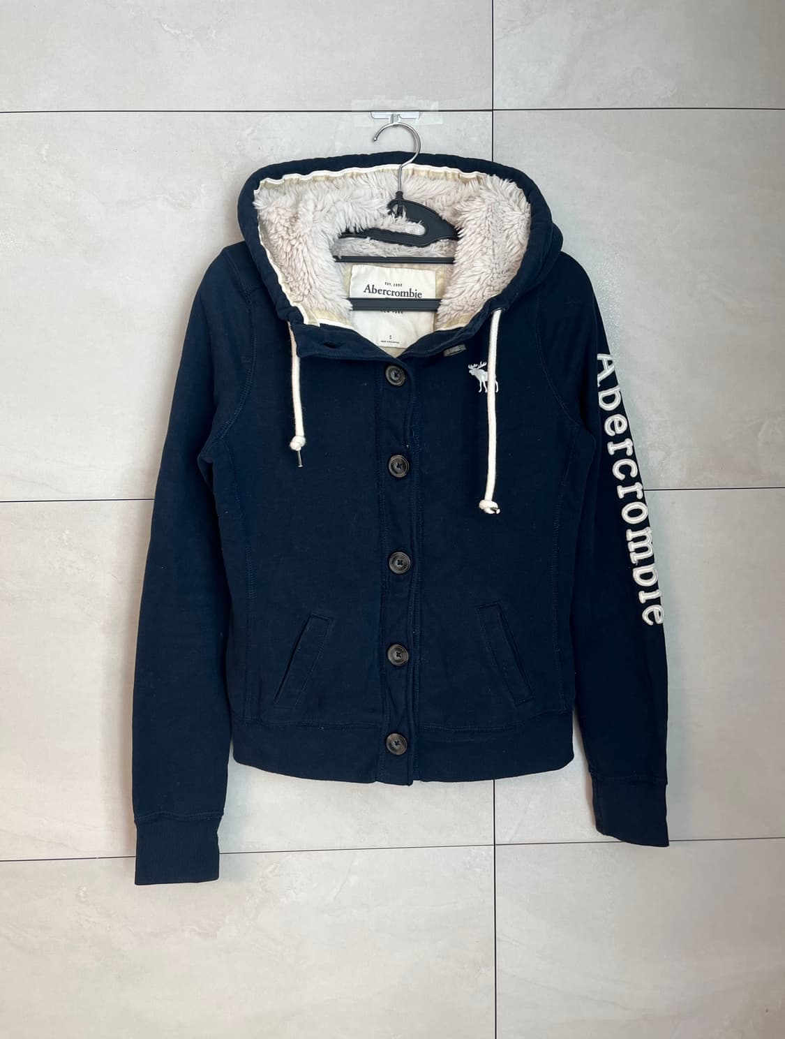 아베크롬비 순록 네이비 버튼 후드집업 [S] 상품이미지1