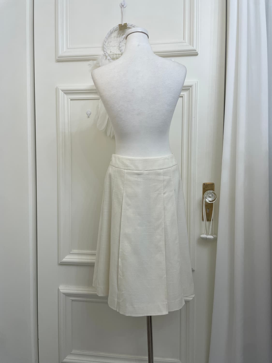 cream ivory tweed button midi skirt 상품이미지3