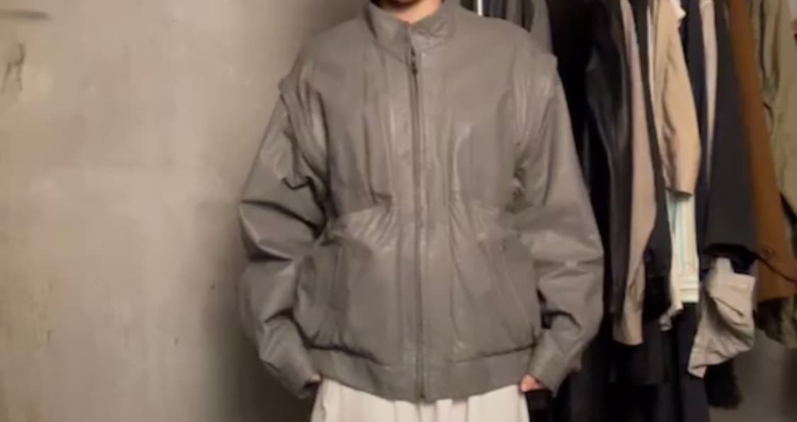 그레이 레더 자켓(착샷있음) 상품이미지10