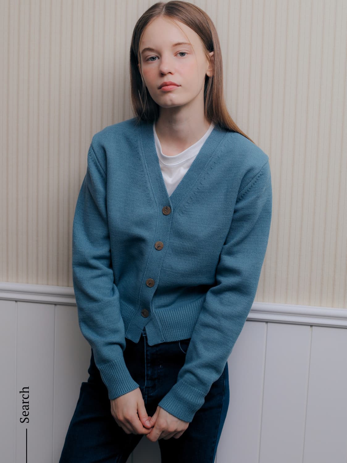 [새상품/noregret] 노리그렛 클래식 브이넥 니트 가디건 blue 상품이미지4