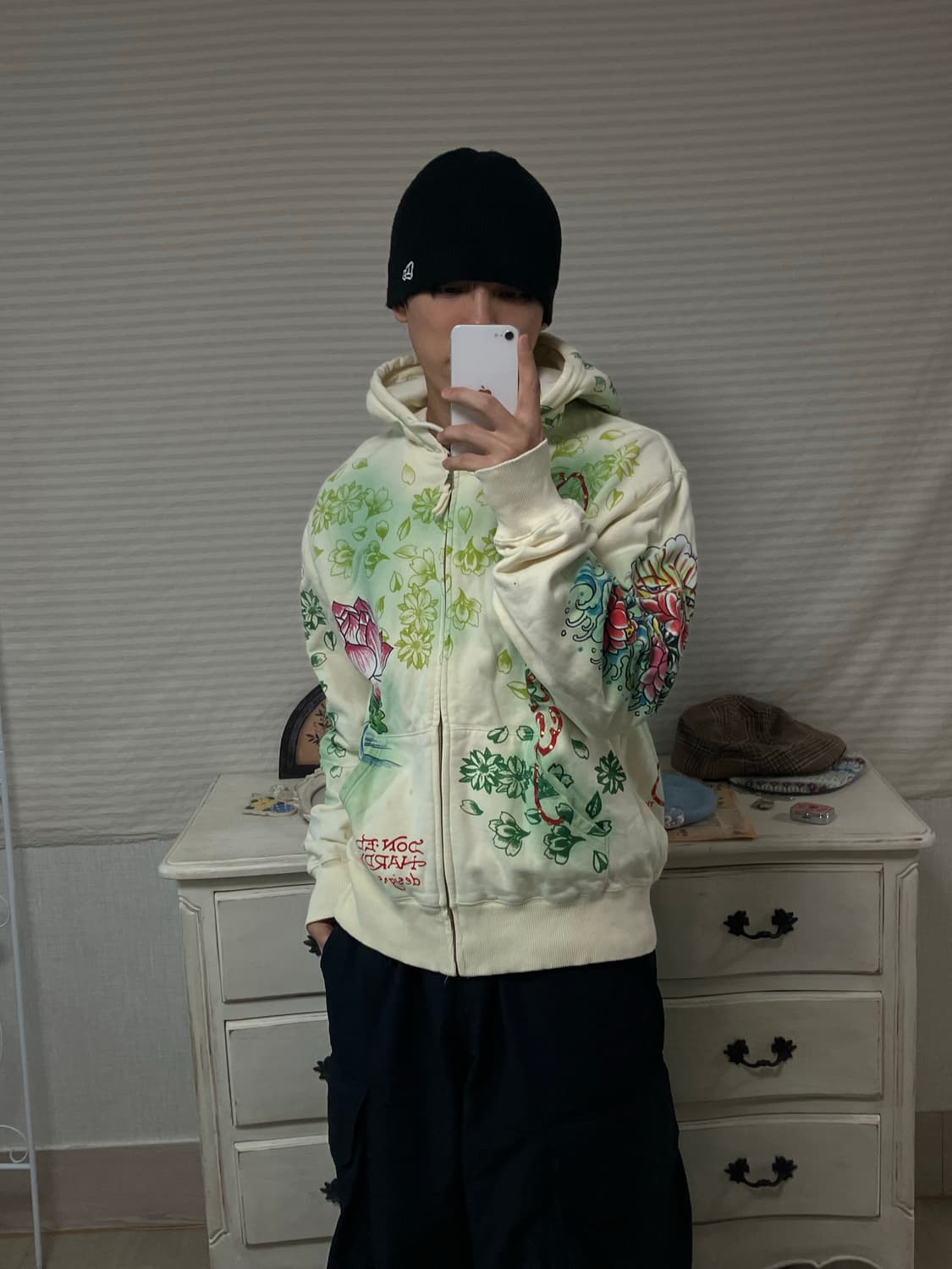 빈티지 에드하디 크림 레터링 레더 자켓 y2k 스트릿 갸루 펑키 일본빈티 상품이미지9