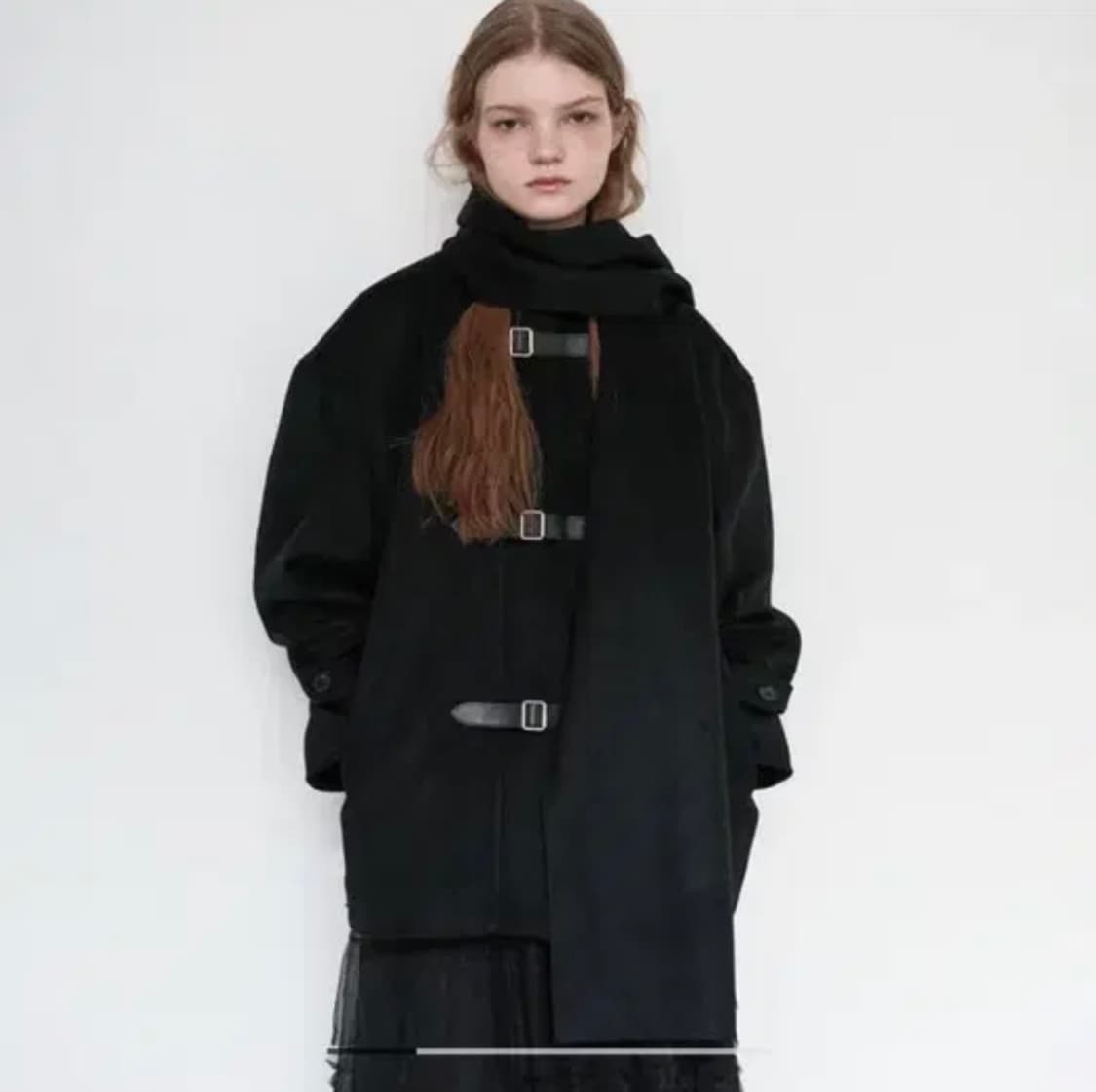 생긴스튜디오 벨티드 스카프 울 코트 머플러 상품이미지2