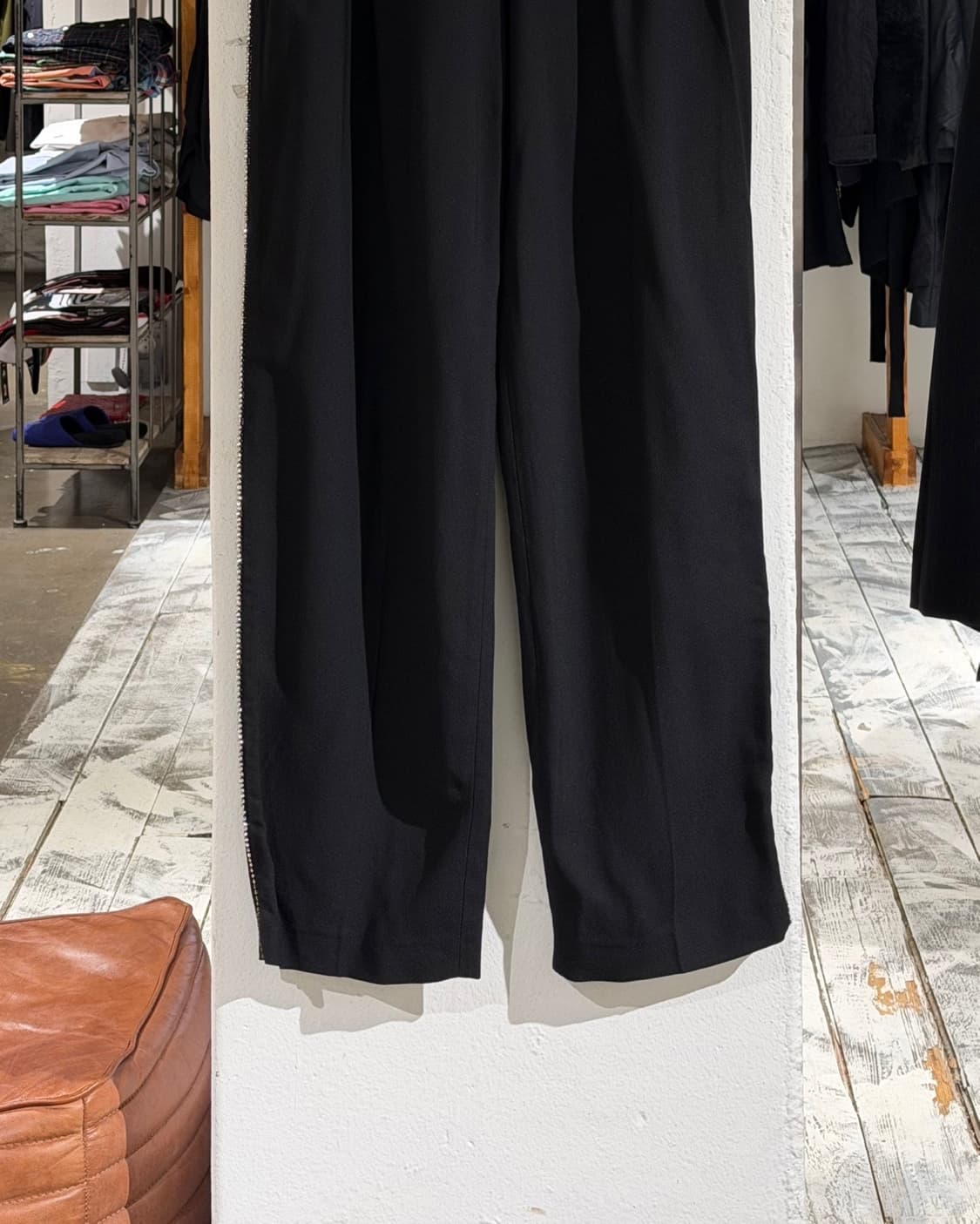 msgm 블랙 라인 스톤 와이드 팬츠 상품이미지3