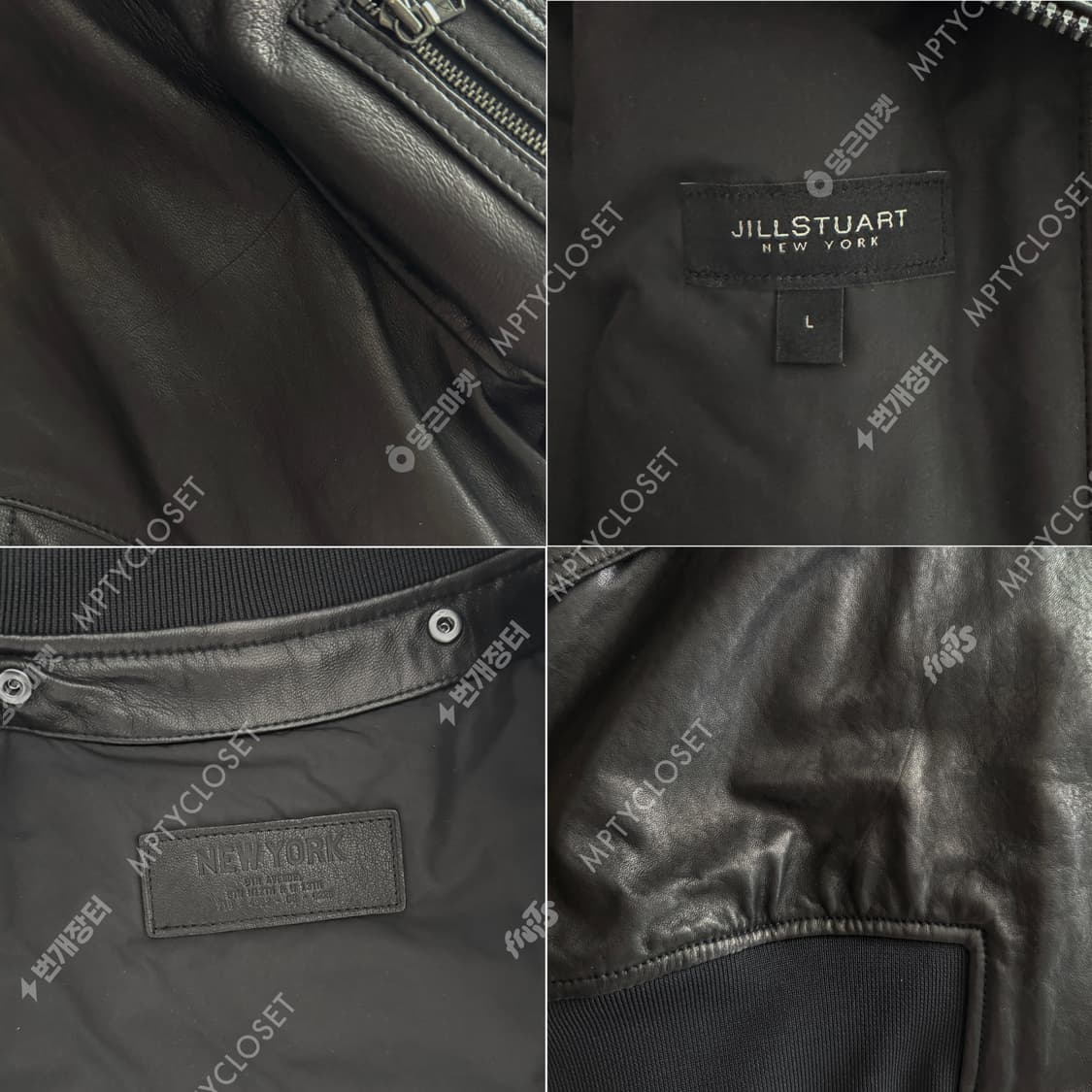 [L] 질스튜어트 뉴욕 램스킨 가죽 후드 MA-1 마원 점퍼 상품이미지7