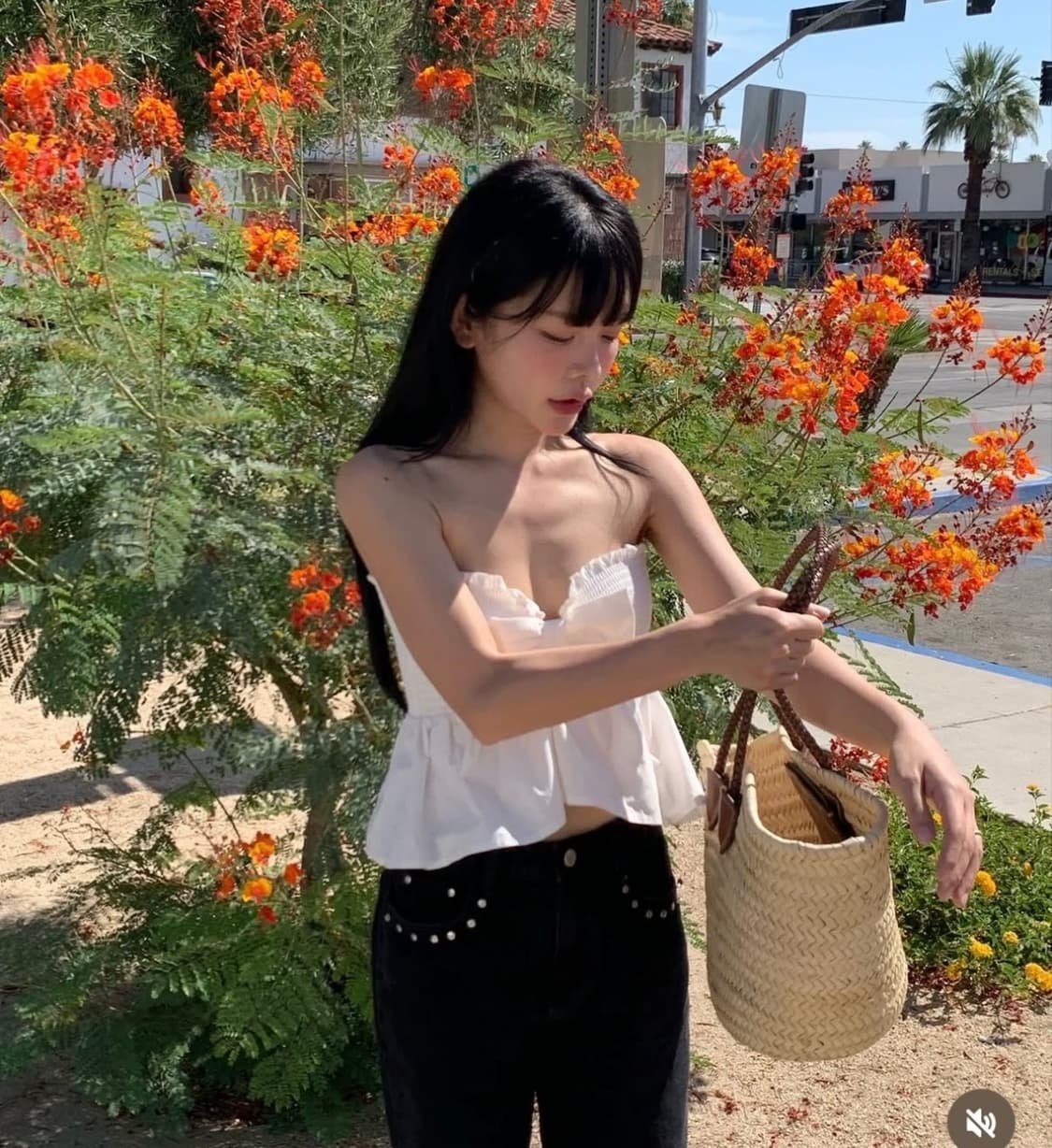 위드아웃썸머 스터드 블랙 데님진 M 상품이미지1