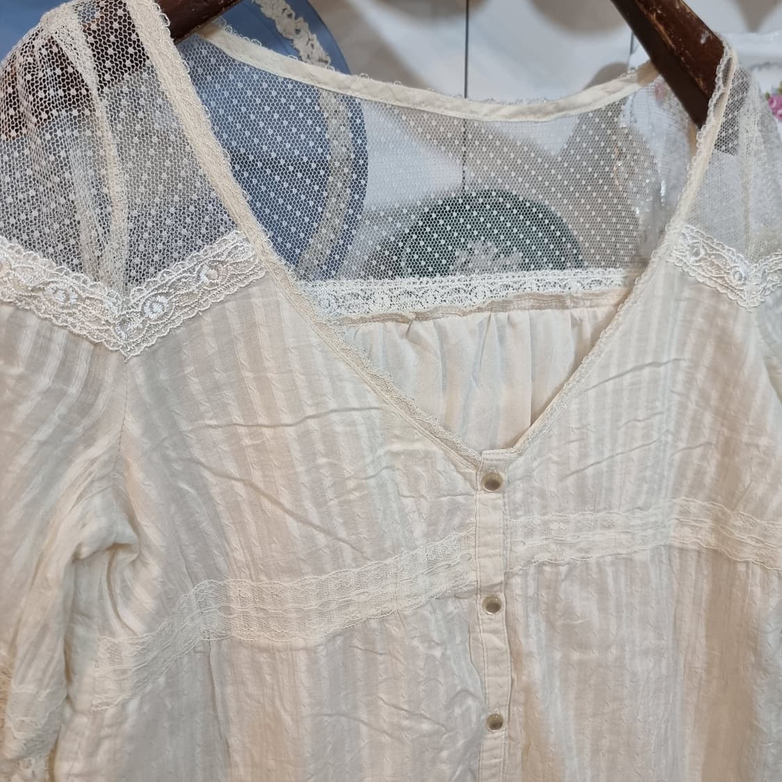 일본 감성 로맨틱 레이스 튜닉 블라우스 상품이미지3