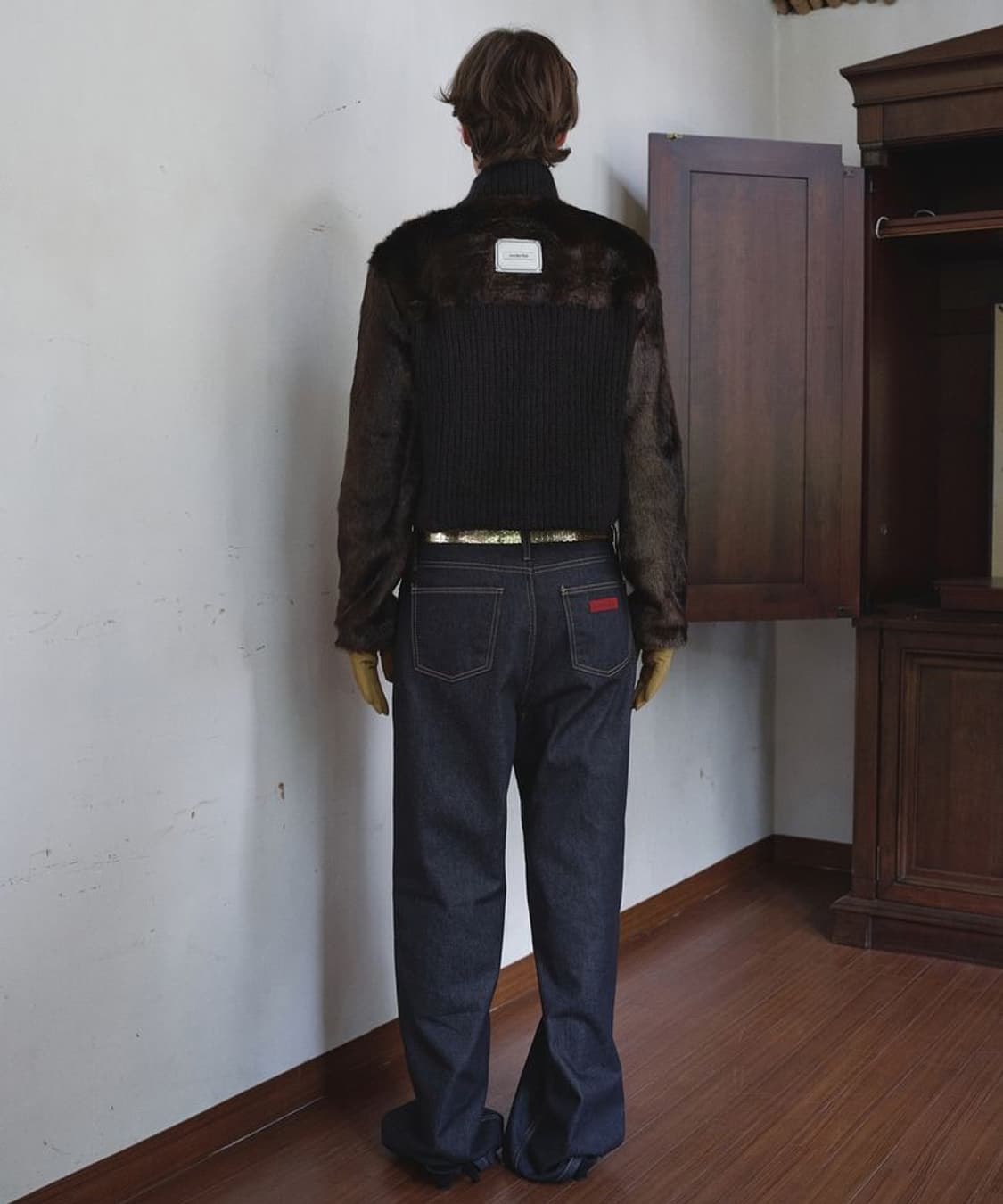 오버듀플레어 퍼 콤비 울니트 자켓 상품이미지4