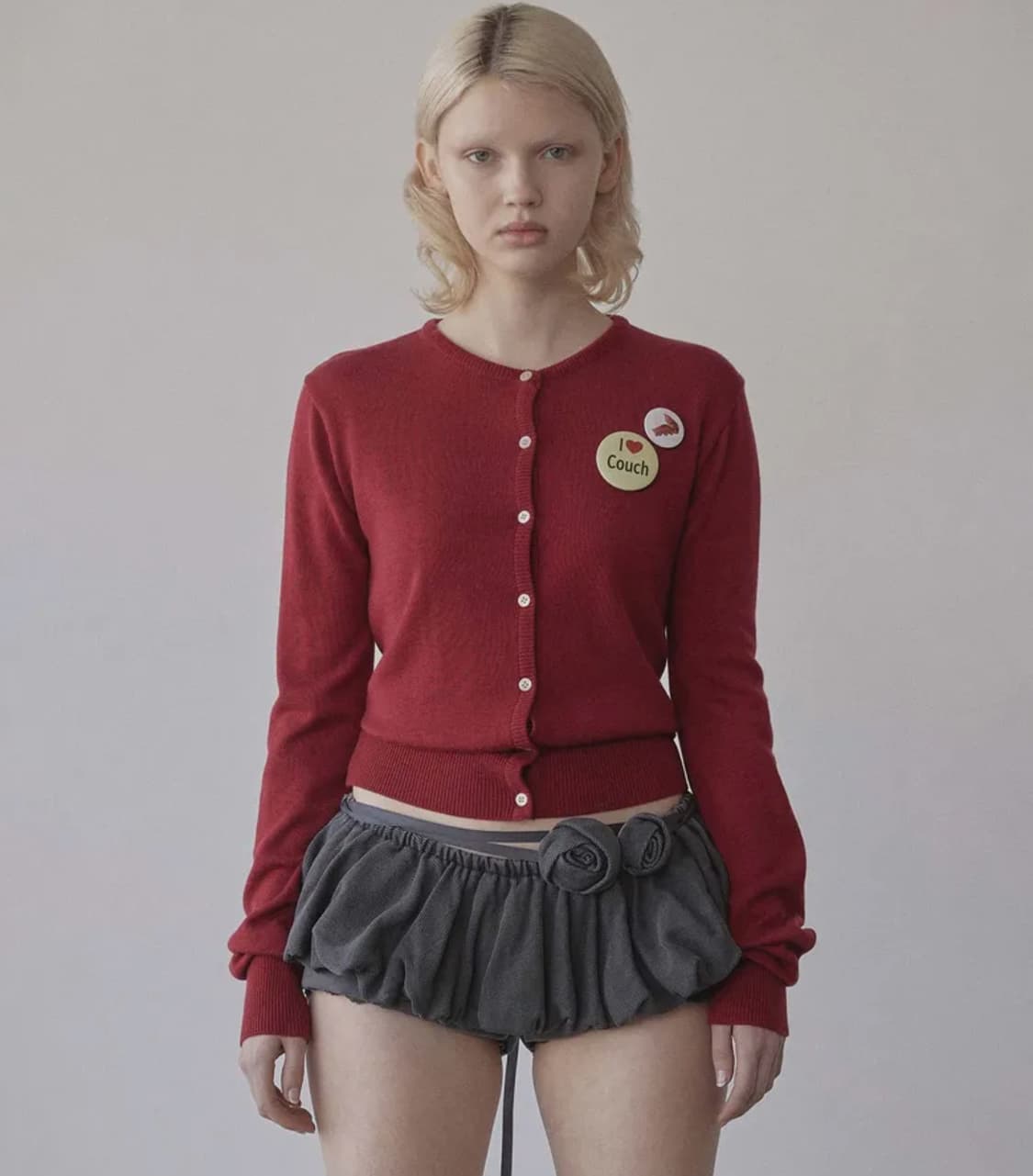 스컬프터 가디건 레드 My Go To Cardigan Heather Re 상품이미지1