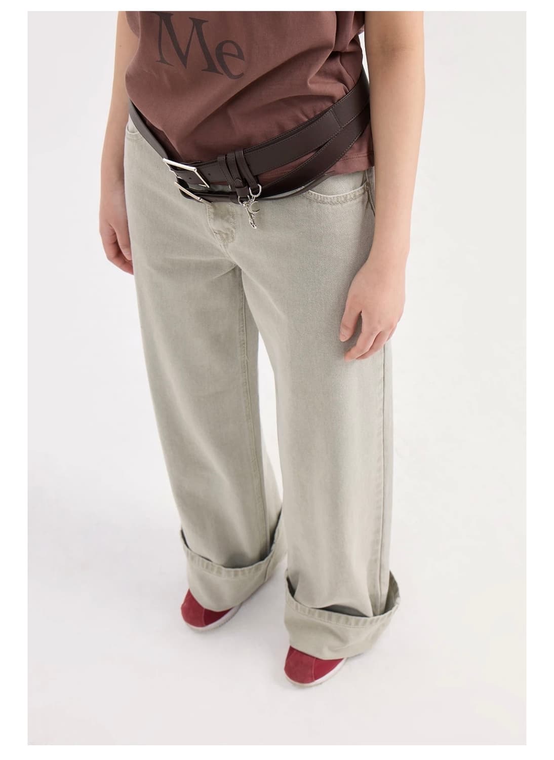 럭키슈에뜨 와이드 다잉 데님 팬츠 라이트베이지 상품이미지1