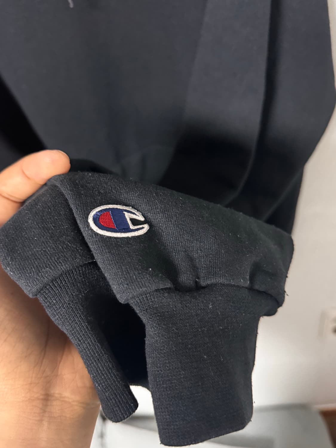 챔피온 무지 블랙 기모 후드티 상품이미지4