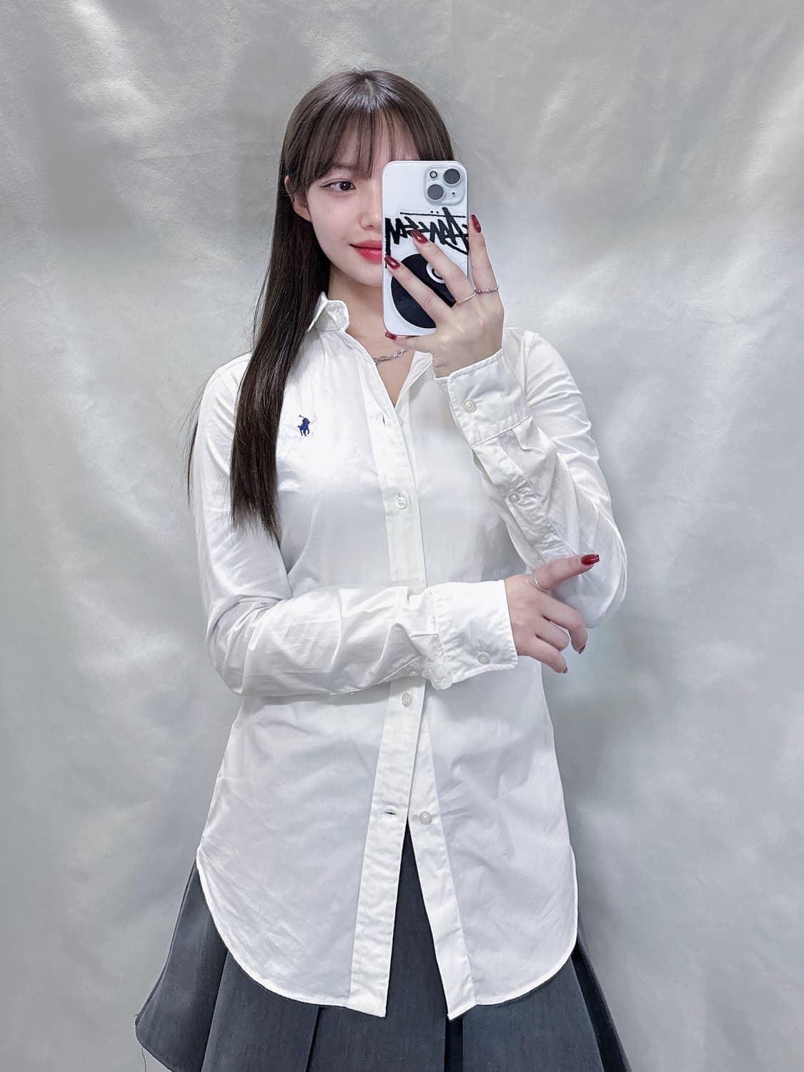 폴로 화이트 딱붙 포니 셔츠 상품이미지1