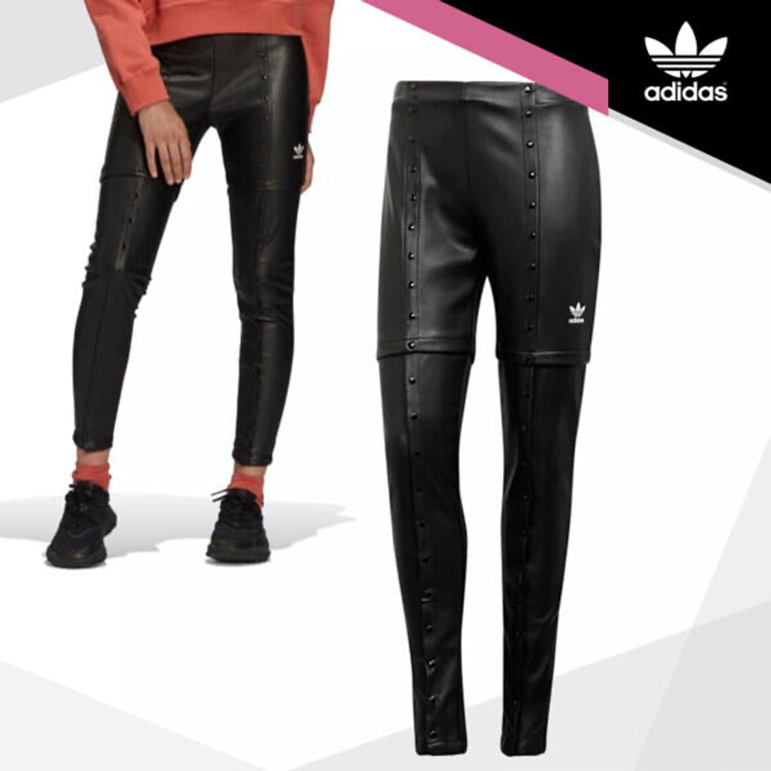 M) 아디다스 레더 레깅스 팬츠 블랙 상품이미지8