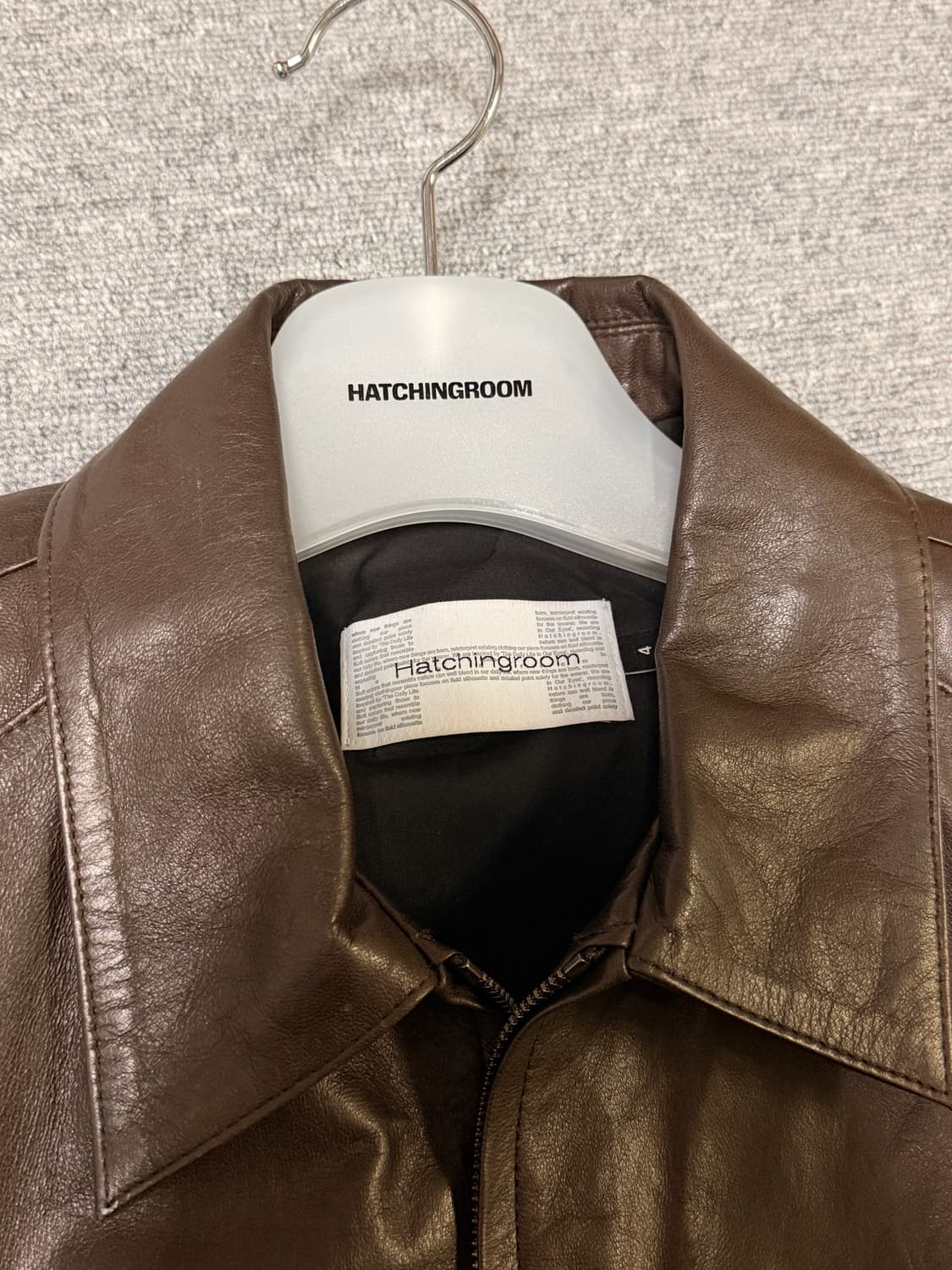해칭룸 스티치볼륨레더 브라운 가죽자켓 4사이즈 상품이미지2