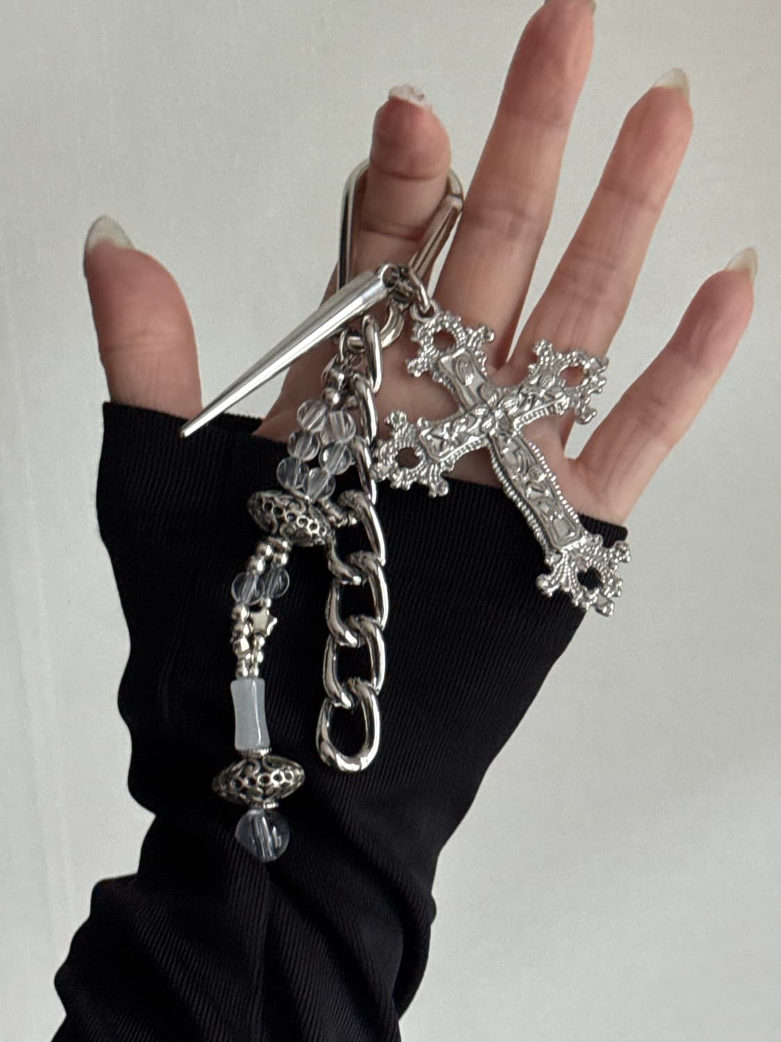 페이어리 클리어볼 오리엔탈 십자가 스터드 키링 상품이미지4