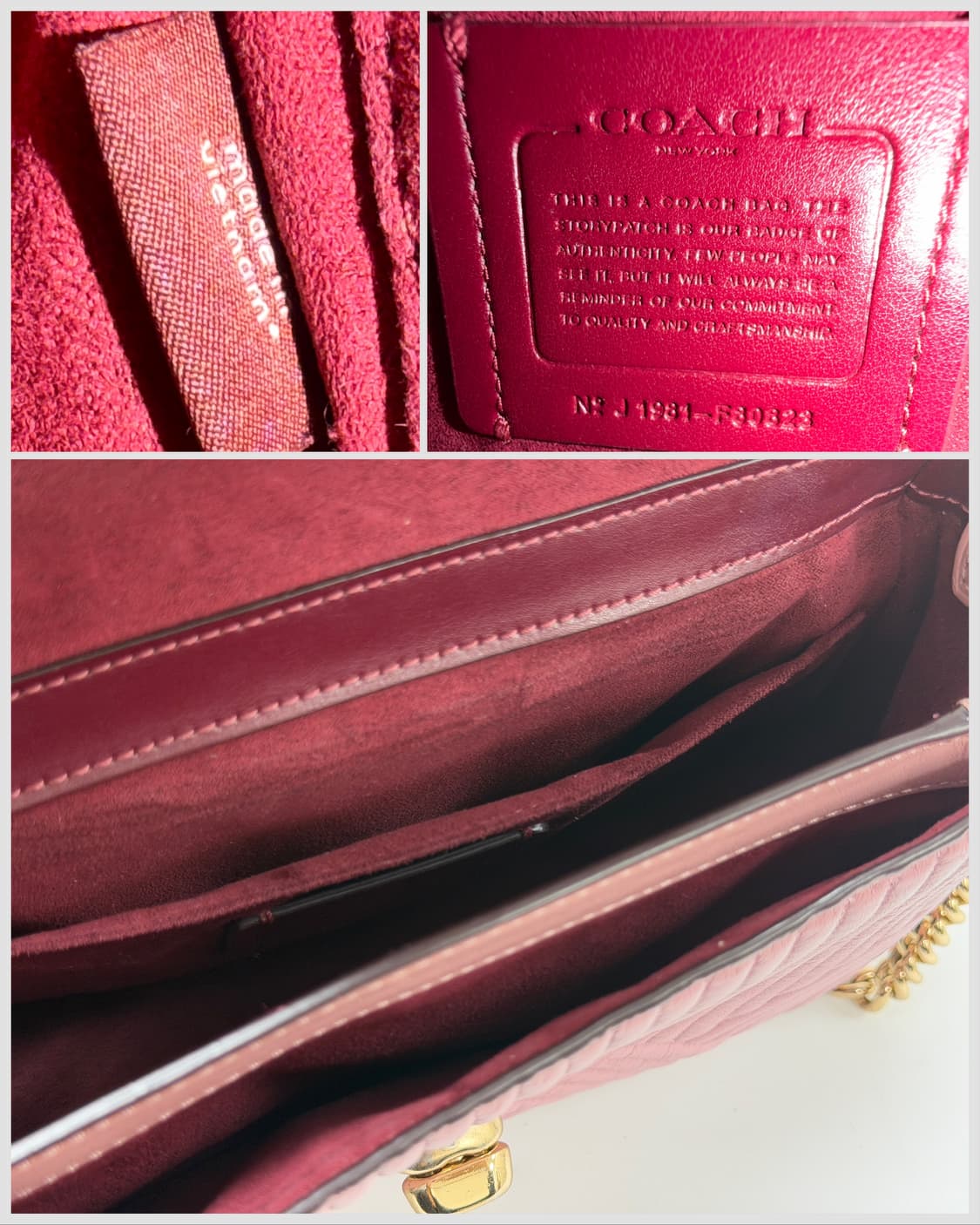 코치 퀼티드 레더 턴락 체인 탑핸들 백 상품이미지8