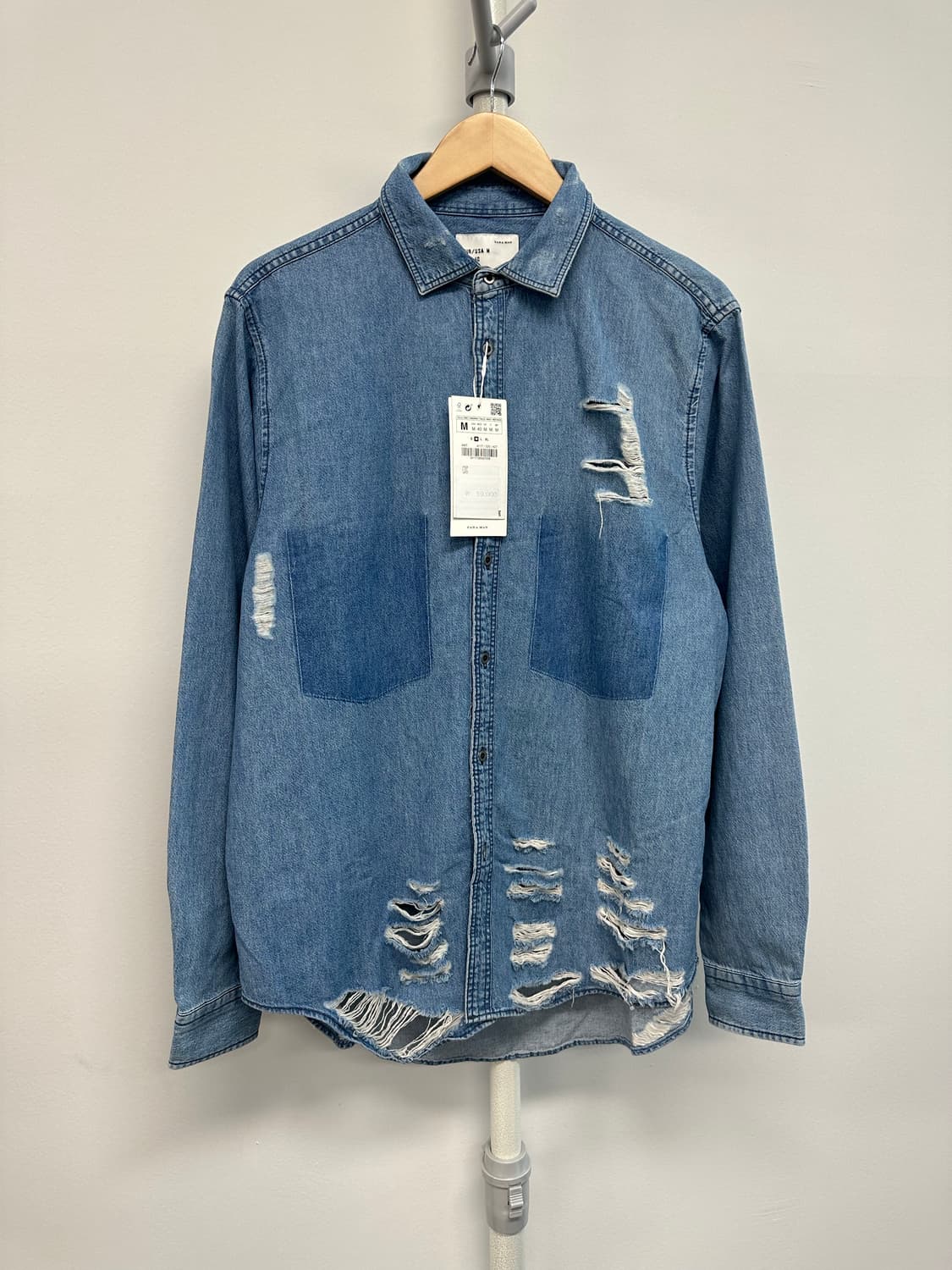 자라 워시드 데미지 셔츠 새상품 상품이미지1