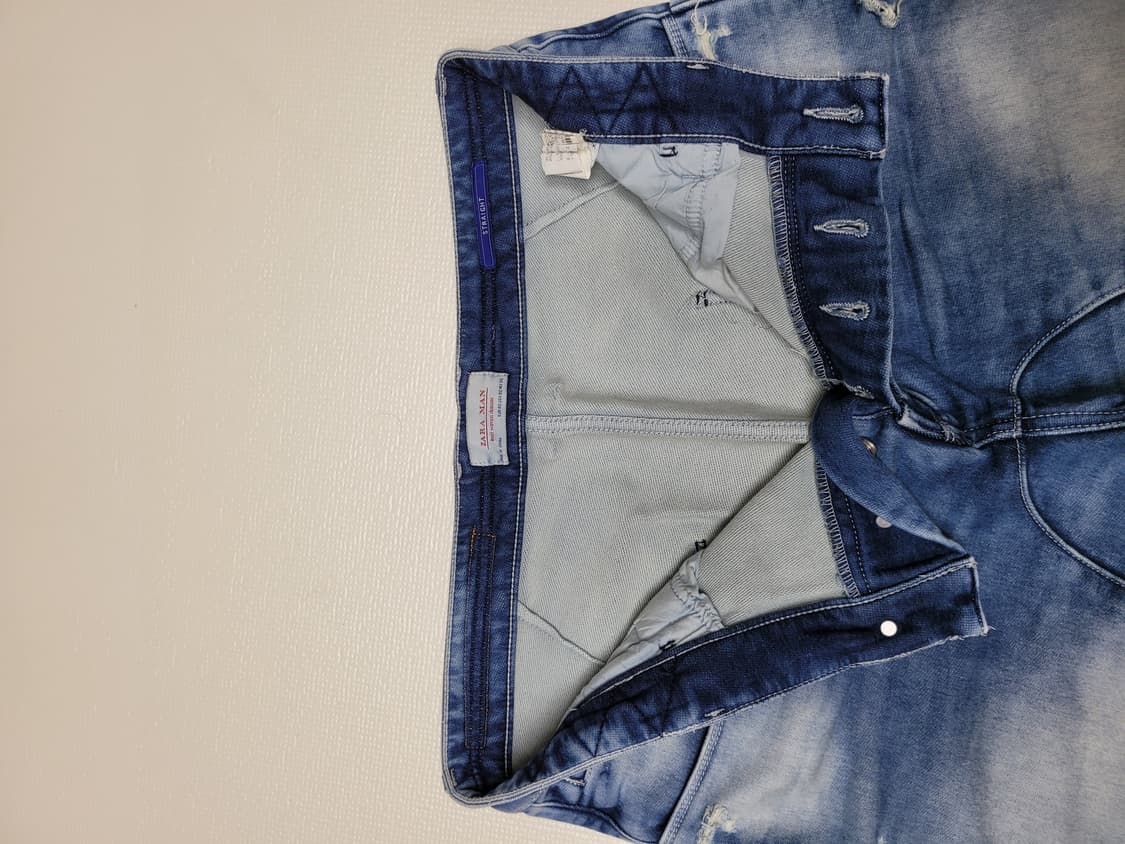 자라맨 ZARAMAN 남자 니트조직 청 반바지 34 블루 상품이미지5