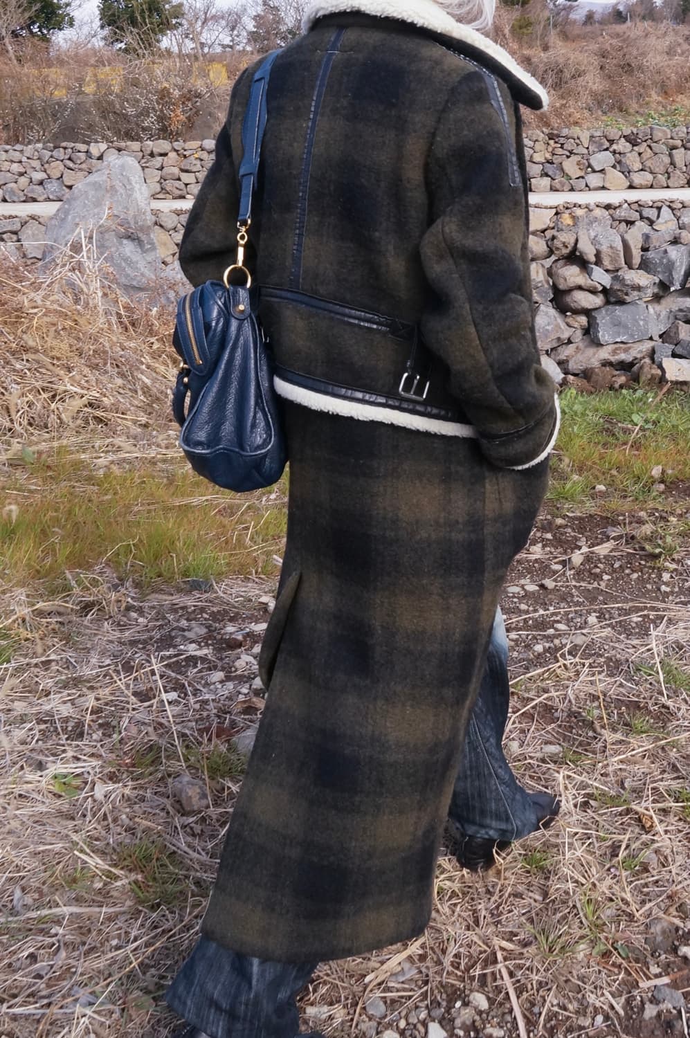 mm6 레더 포인티드 체크 코트 상품이미지5