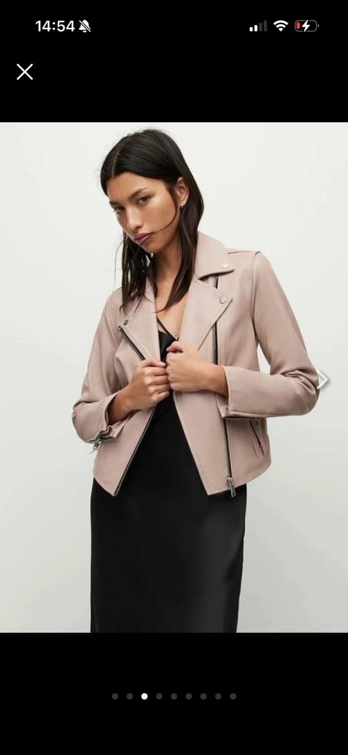 베이비핑크) 정품 올세인츠 여성 가죽 라이더 자켓 UK8  US4 EU3 상품이미지6