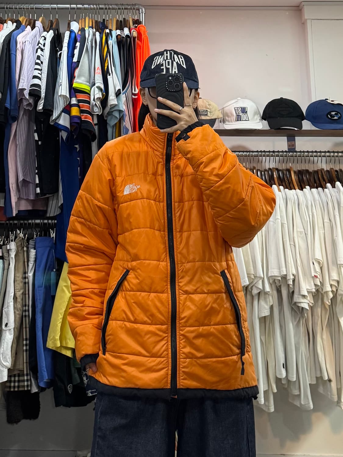 노스페이스 경량 패딩 오렌지 상품이미지6