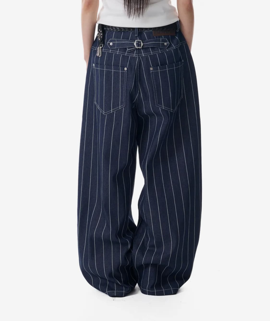 아캄 Striped Cinch Back Denim Pants (Blue) 상품이미지2
