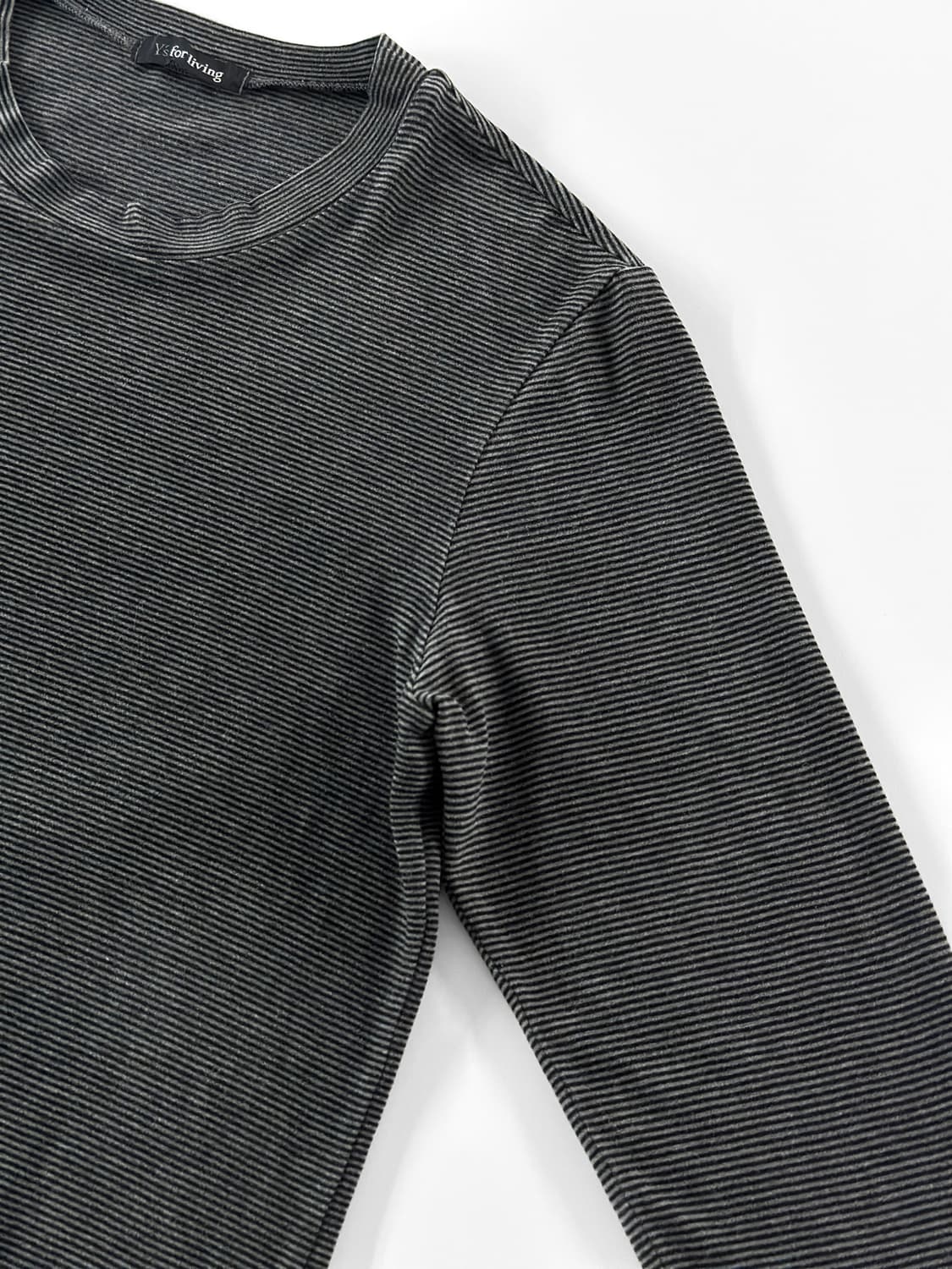 요지 포 리빙 파인 스트라이프 패턴 롱 슬리브 티셔츠 상품이미지6