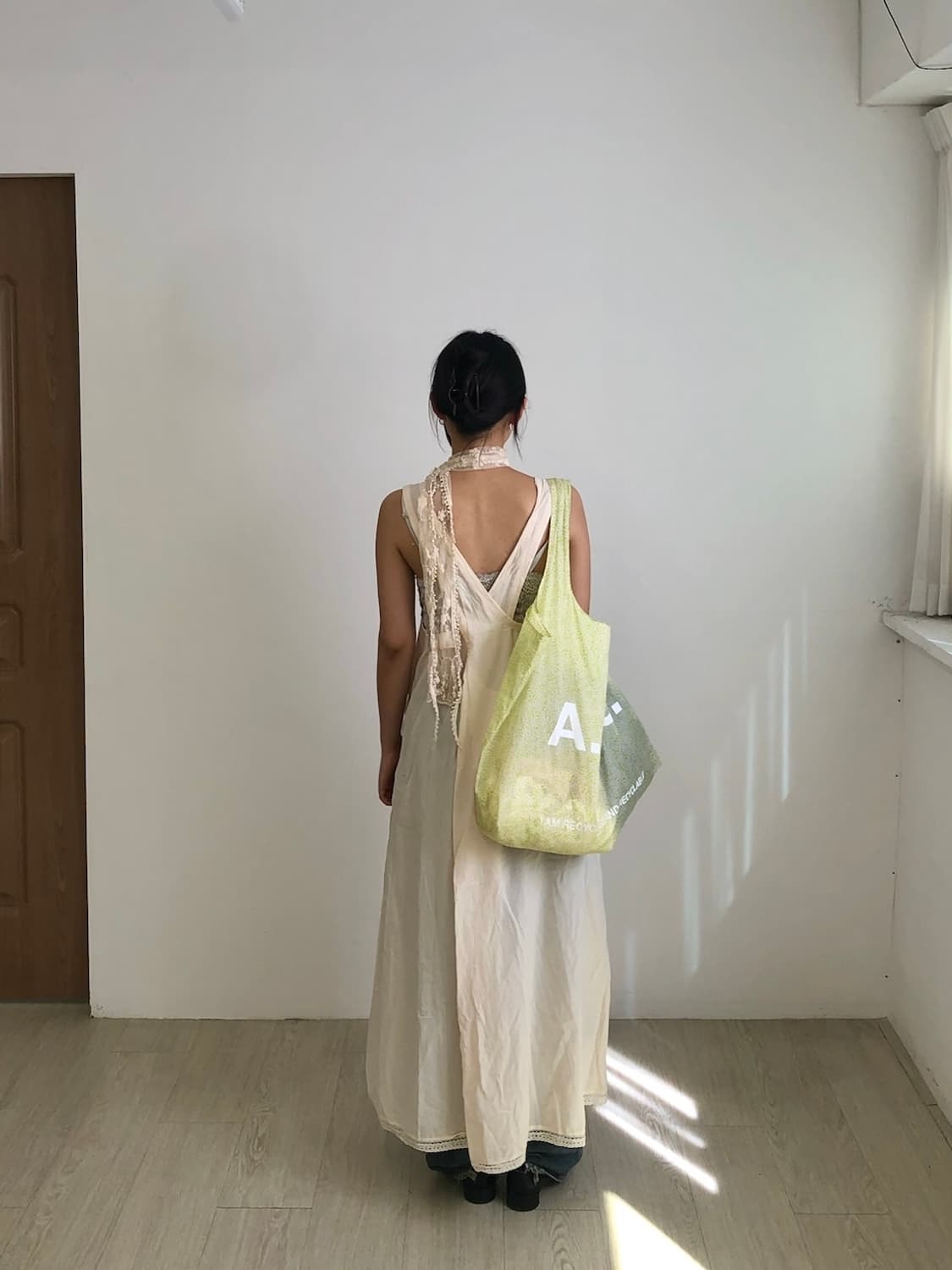 크림 베이지 코튼 롱 원피스 상품이미지2