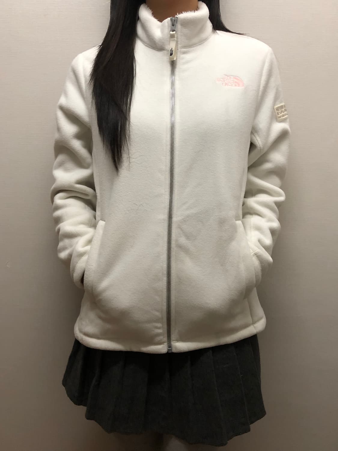 빈티지 노스페이스 화이트레벨 핑크 로고 후리스 상품이미지5