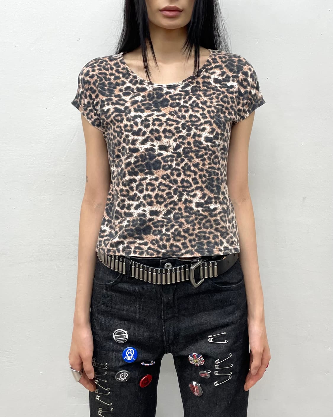 Crop Leopard Basic T-shirt  상품이미지2