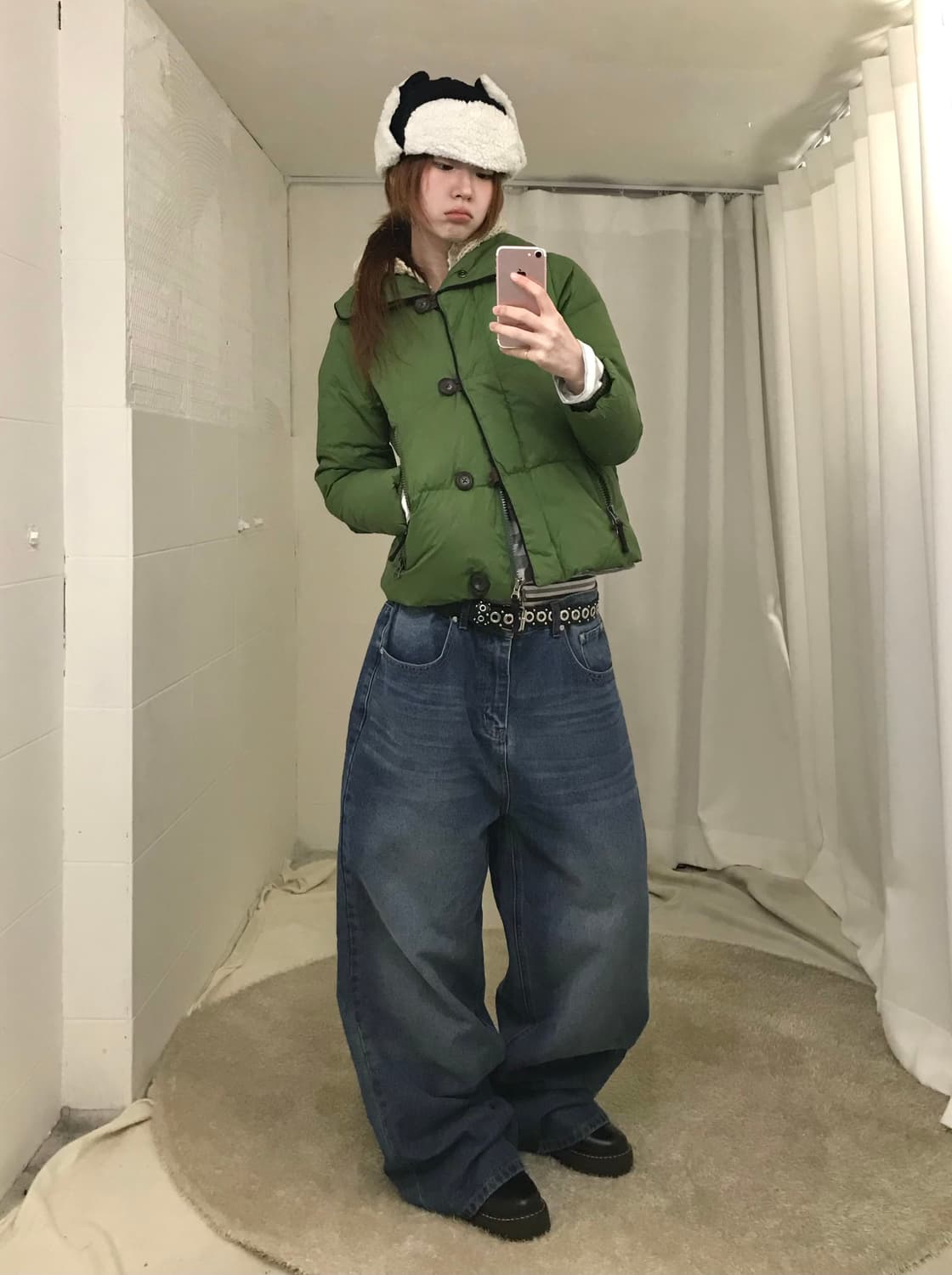 빈티지 그린 블루 괴짜 레이어드 코디 세트 상품이미지2