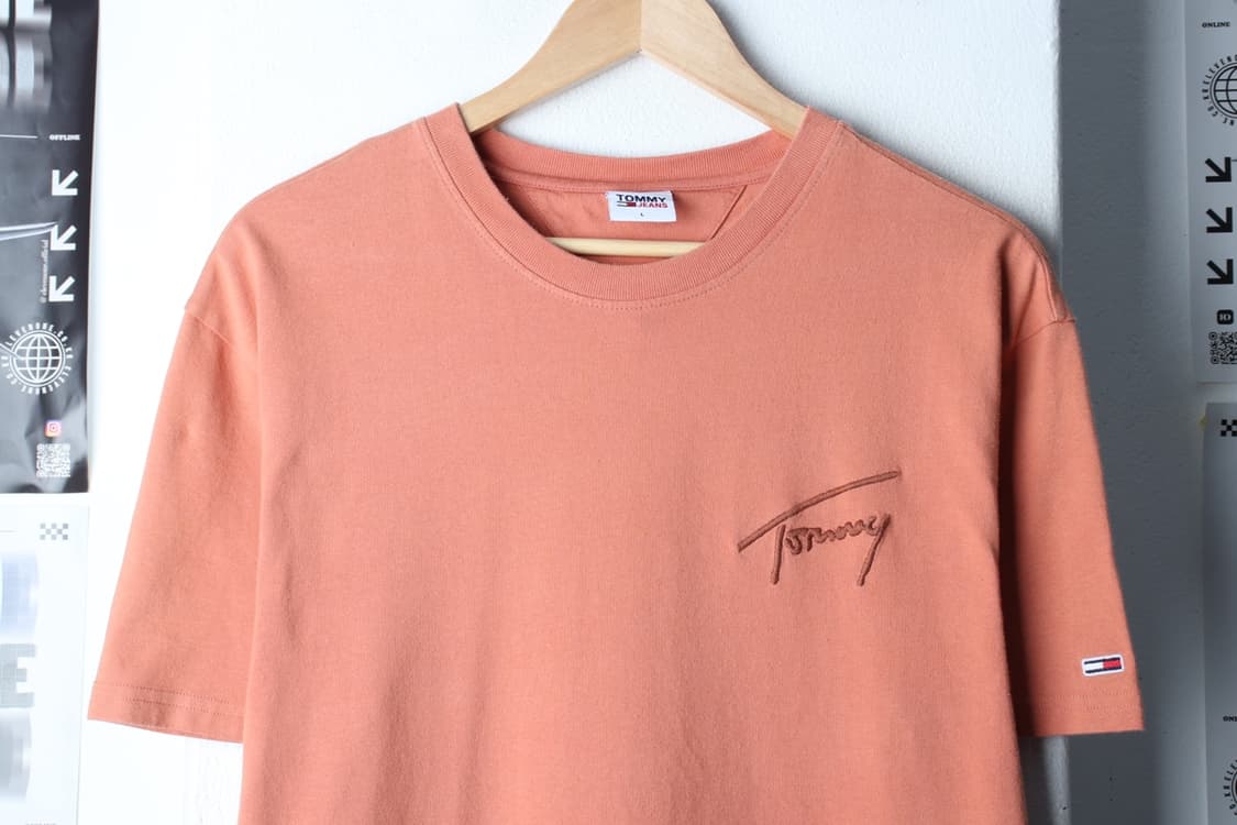 (L-XL) 타미힐피거 반팔 티셔츠 자수로고 살구색 올드스쿨-H30187 상품이미지3