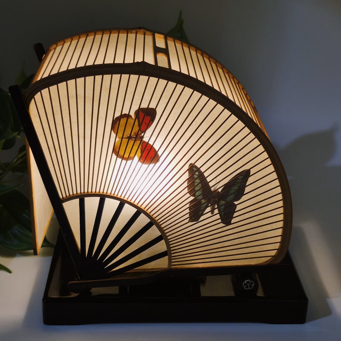 90s 일본 미야비 안돈 대나무 나비 부채 램프 상품이미지5